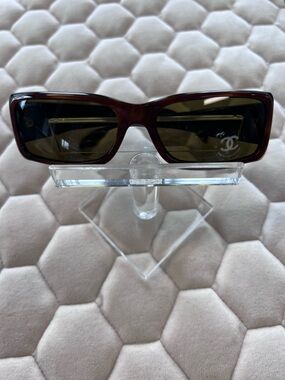 Authentic Chanel petite caramel  Brown Rectangular Sunglasses